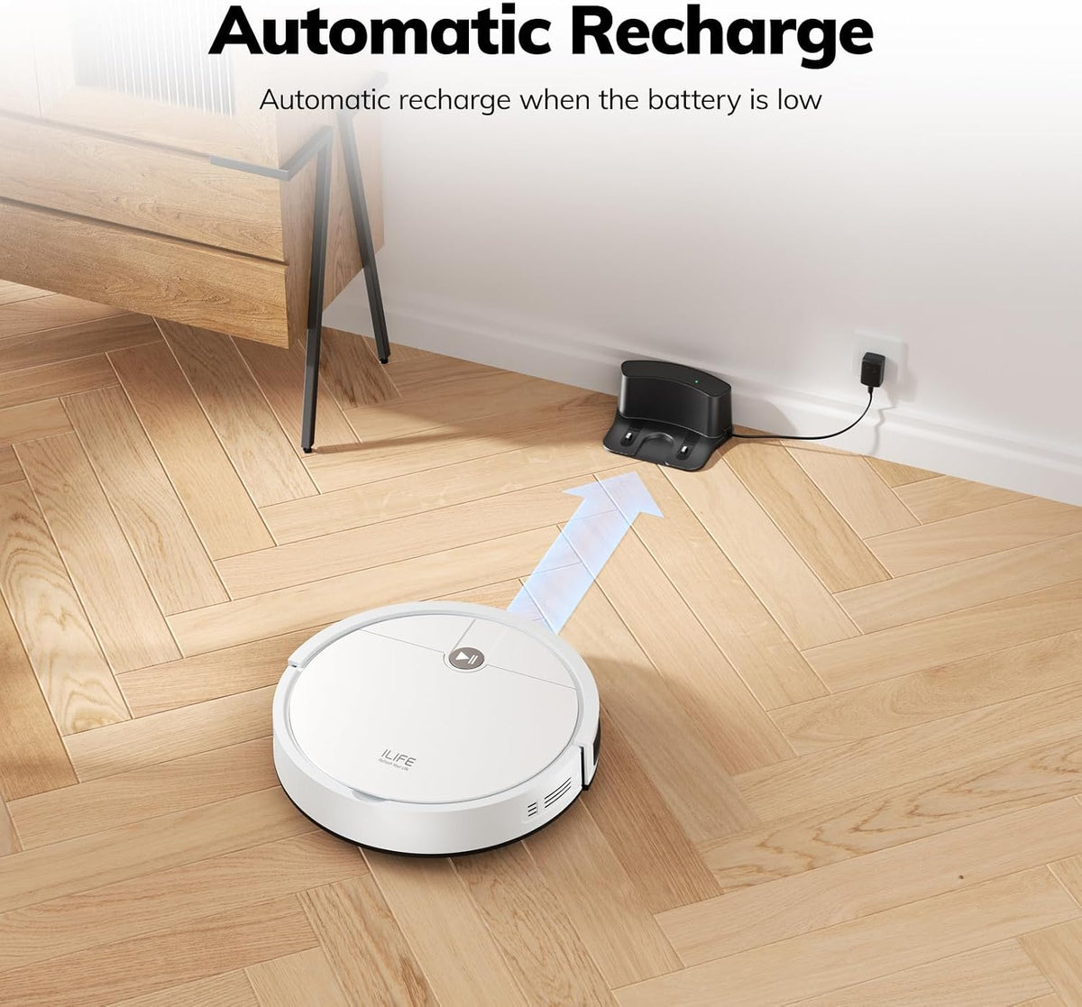 ILIFE V2 Robot Aspirador, succión sin enredos, color blanco | 120 m...