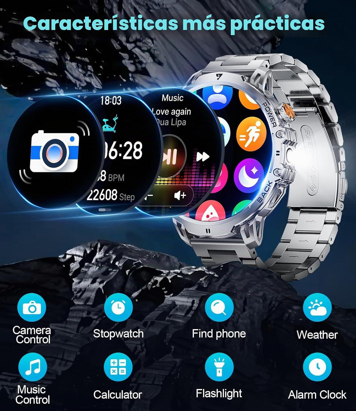 LIGE Relojes inteligentes militares para hombres (2 bandas), pantal...