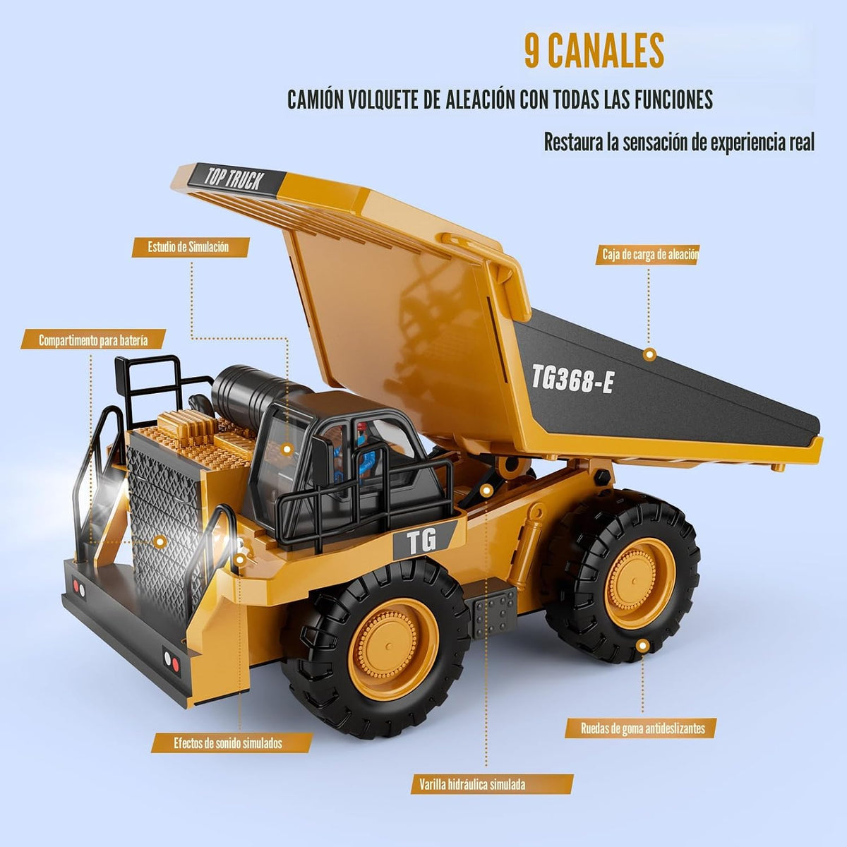KIDMARKT - Camión volquete RC para niños, vehículo de construcción...