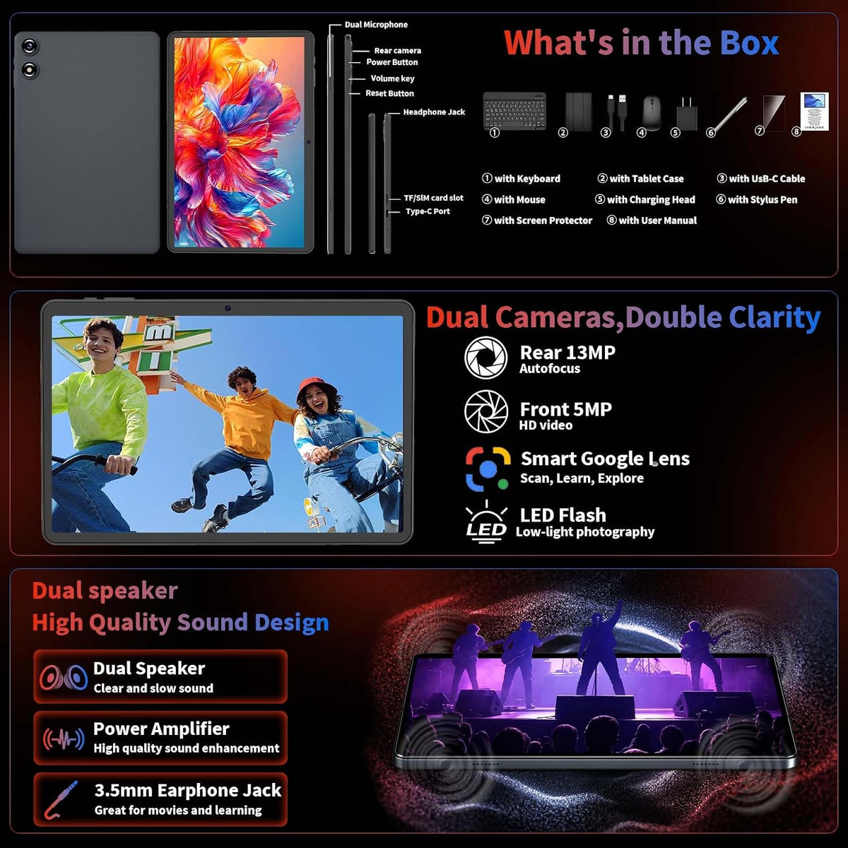 Tableta de 10 pulgadas con teclado - Tableta 2026 Gemini AI Android...