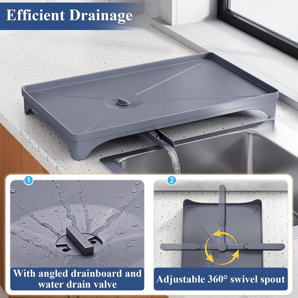 Escurridor de platos para encimera de cocina, escurridor grande con...