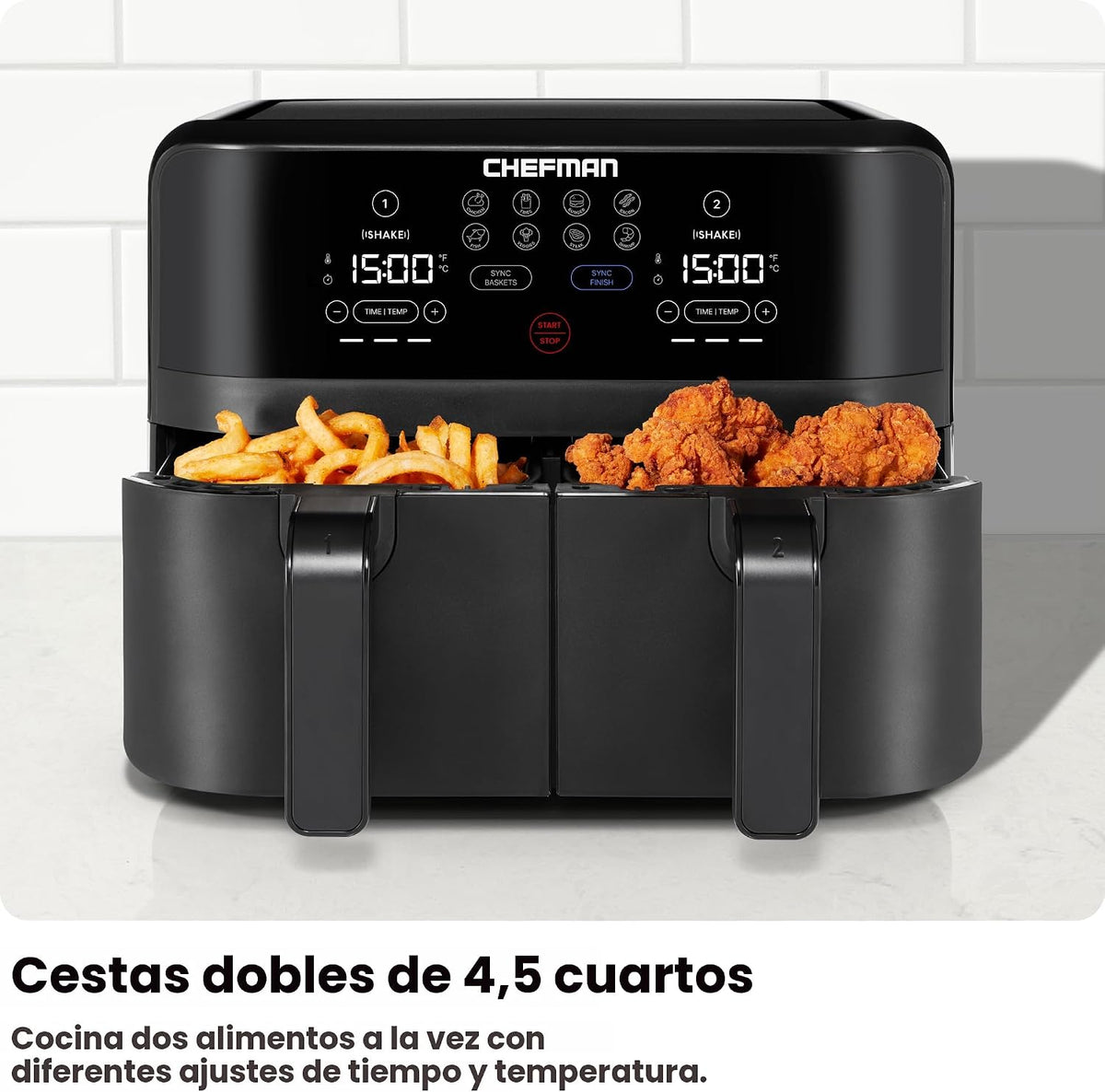 Chefman TurboFry Touch Freidora de Aire Doble, Maximiza las Comidas...