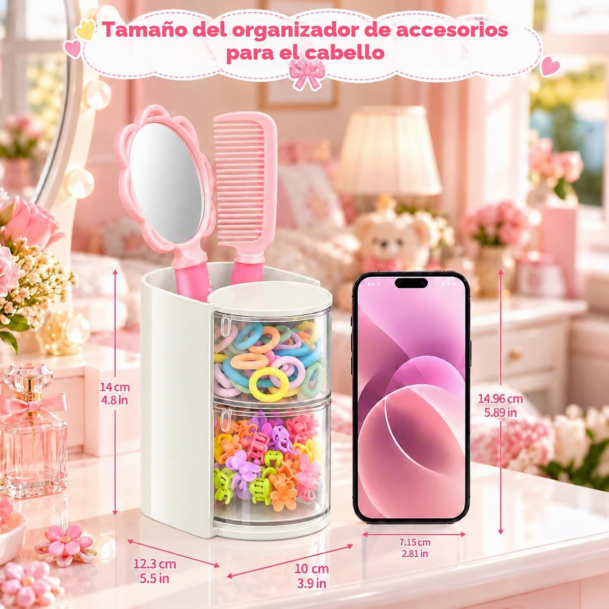 Luscinia - Organizador de accesorios para el cabello con soporte pa...