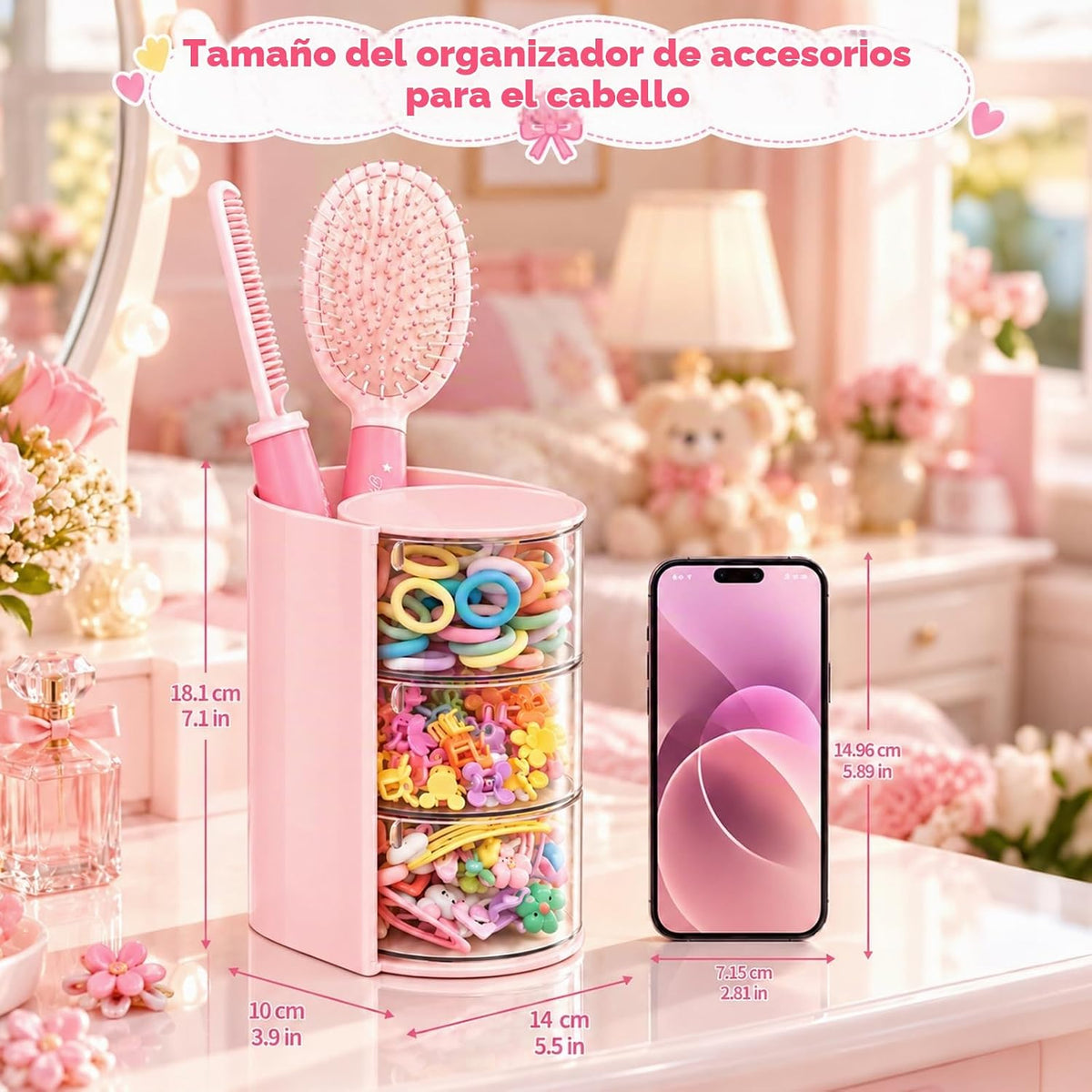 Luscinia - Organizador de accesorios para el cabello con soporte pa...
