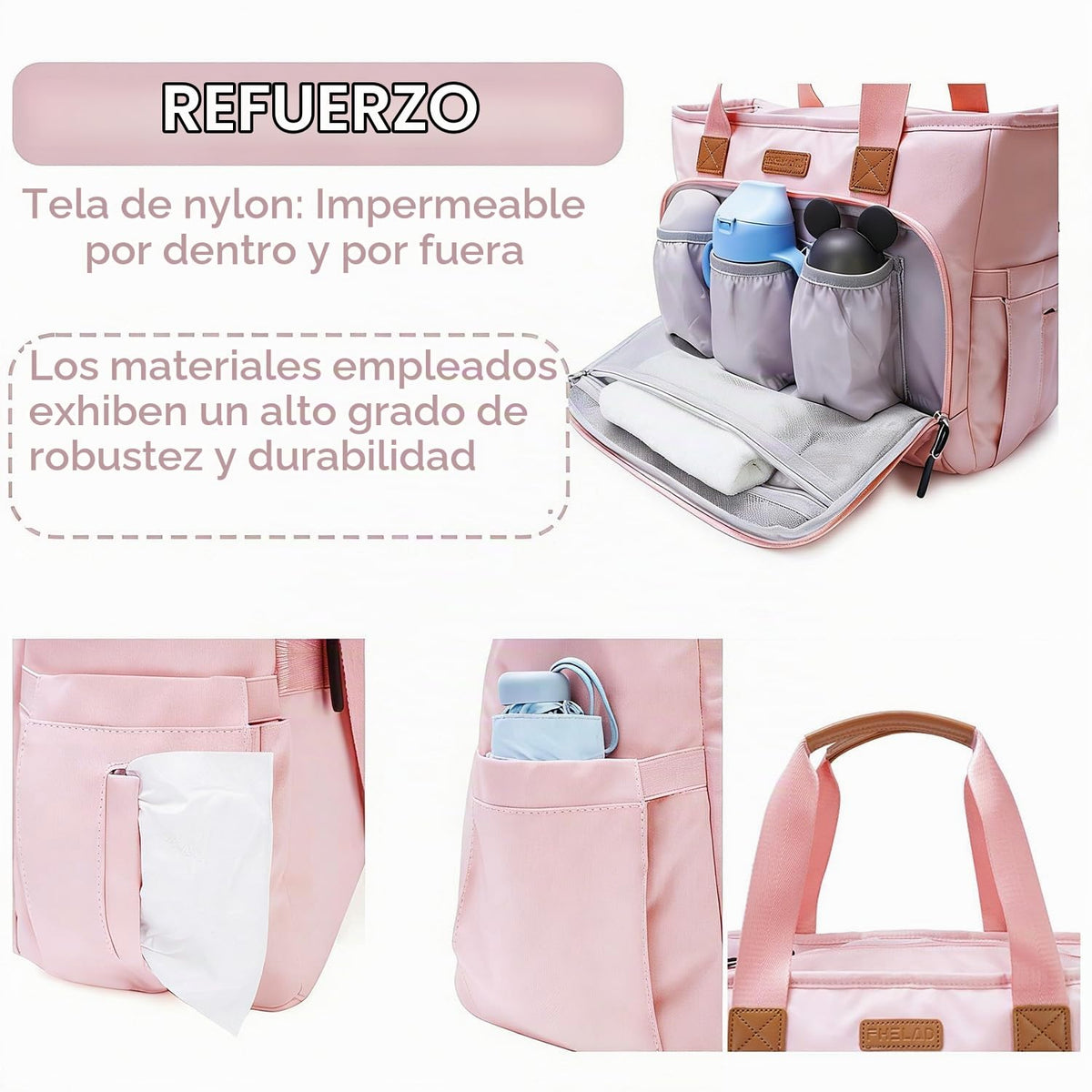 FHELAD Bolsa de pañales para mujer, bolsa de pañales para bebé 16L...