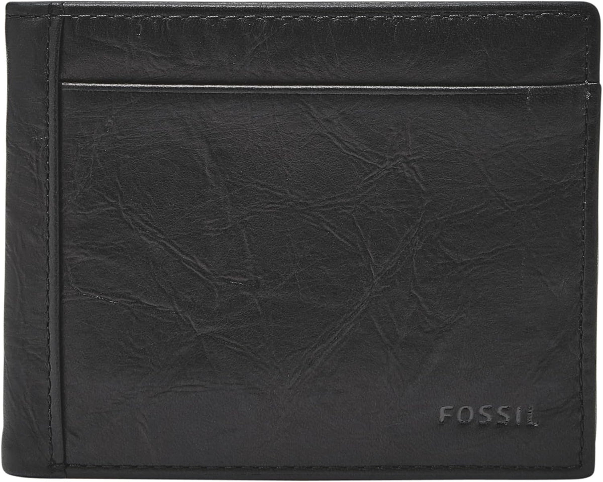 Fossil - Cartera plegable de cuero para hombre con ventana abatible...