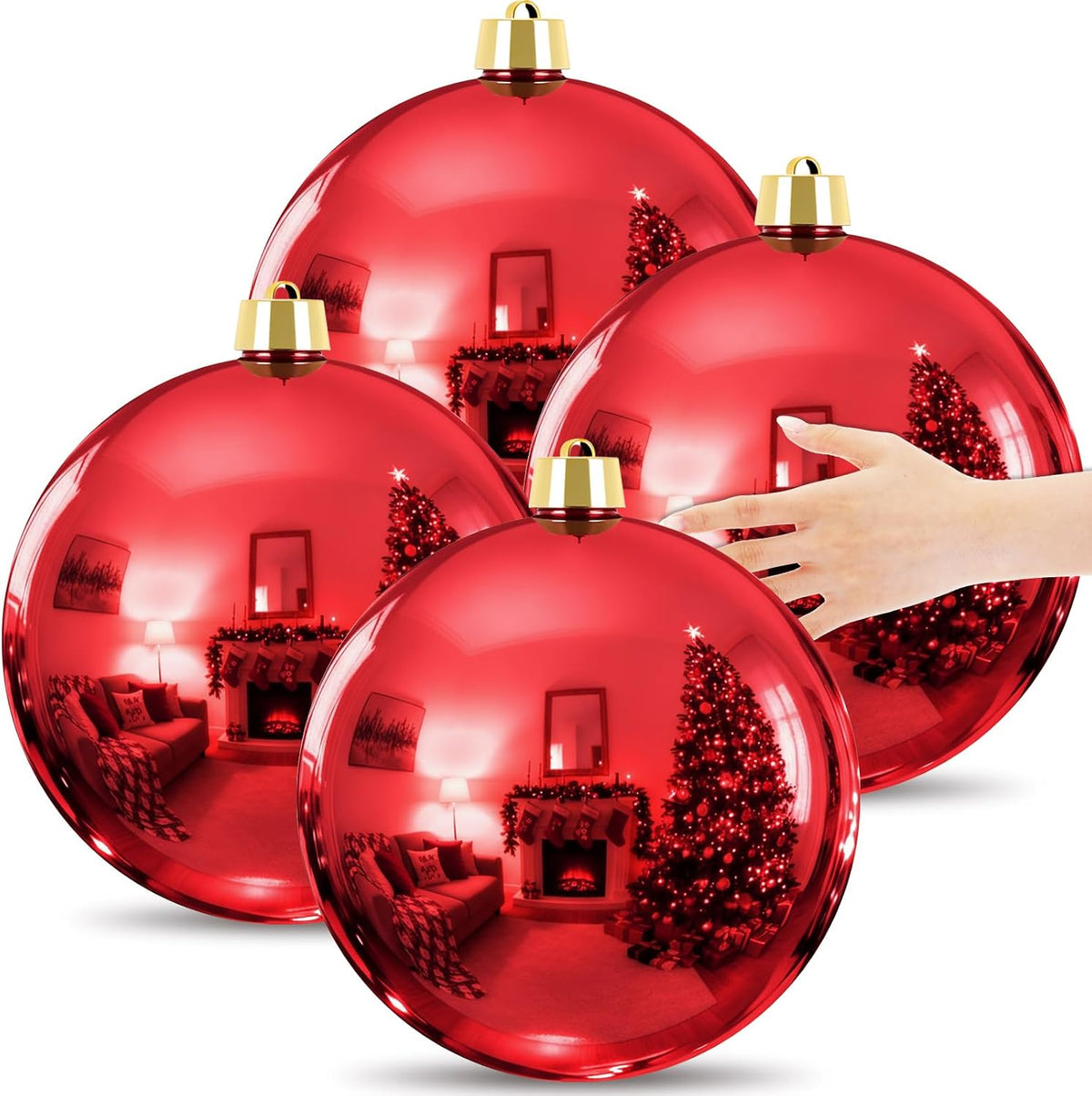 Zubebe 4 bolas de adorno de Navidad extra grandes para decoración d...
