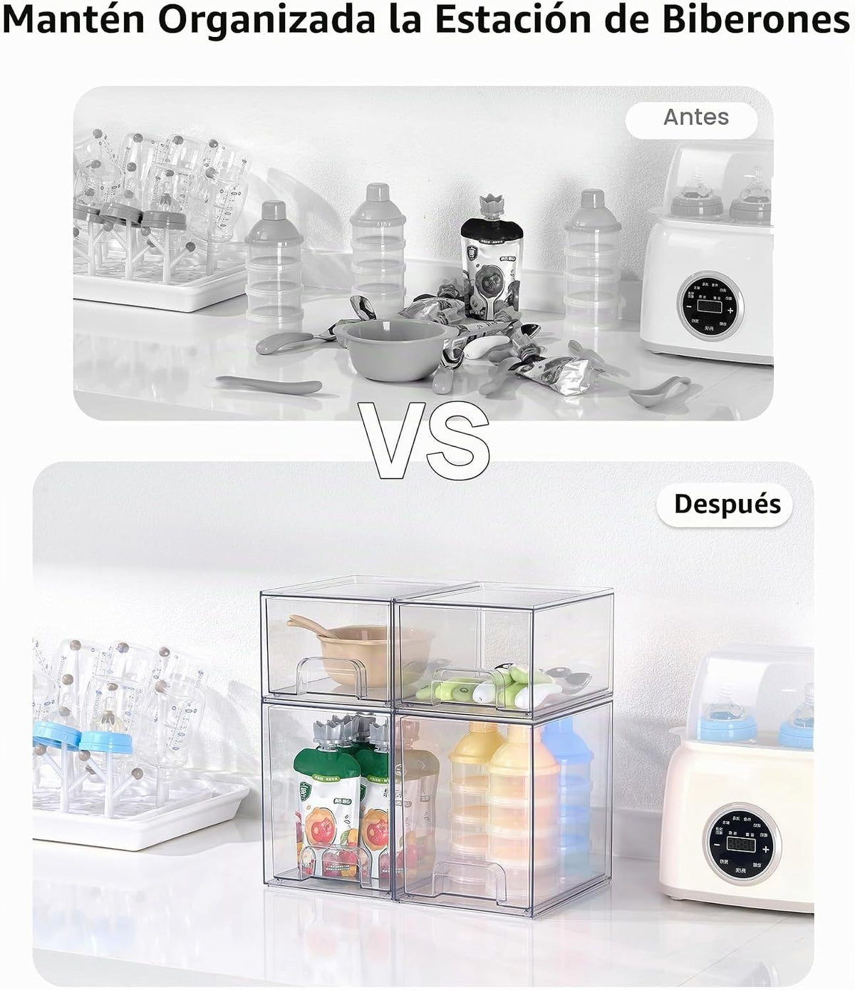 Vtopmart Juego de 8 cajones de almacenamiento apilables transparent...