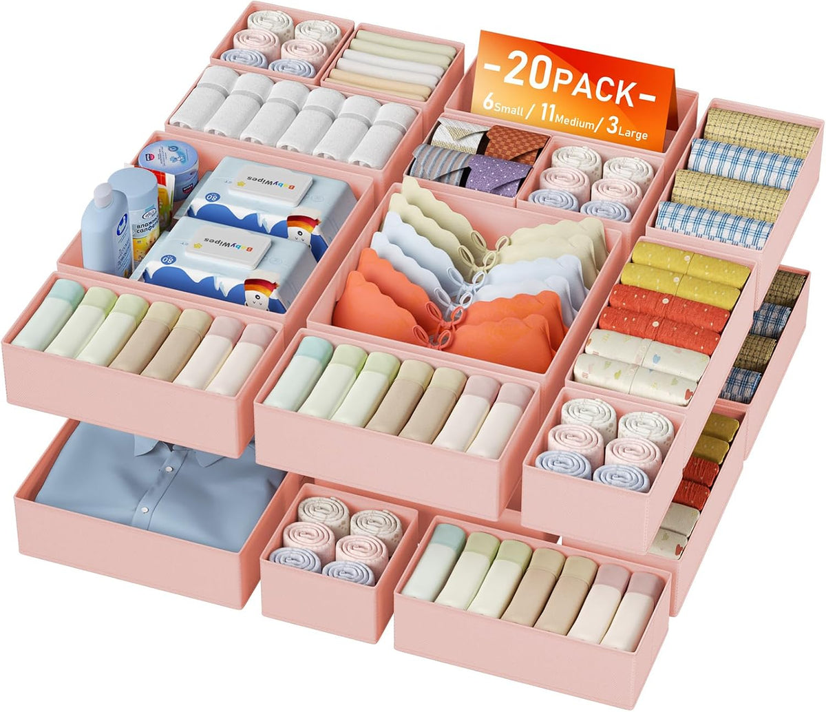 DIMJ Organizador de cajones para almacenamiento de ropa, paquete de...