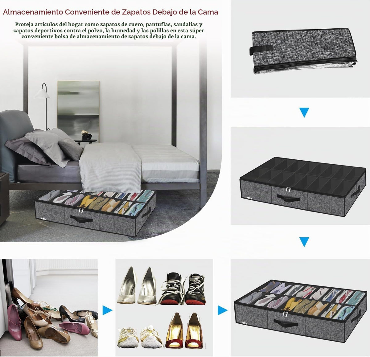 Onlyeasy Organizador Robusto para Almacenamiento de Zapatos Debajo...