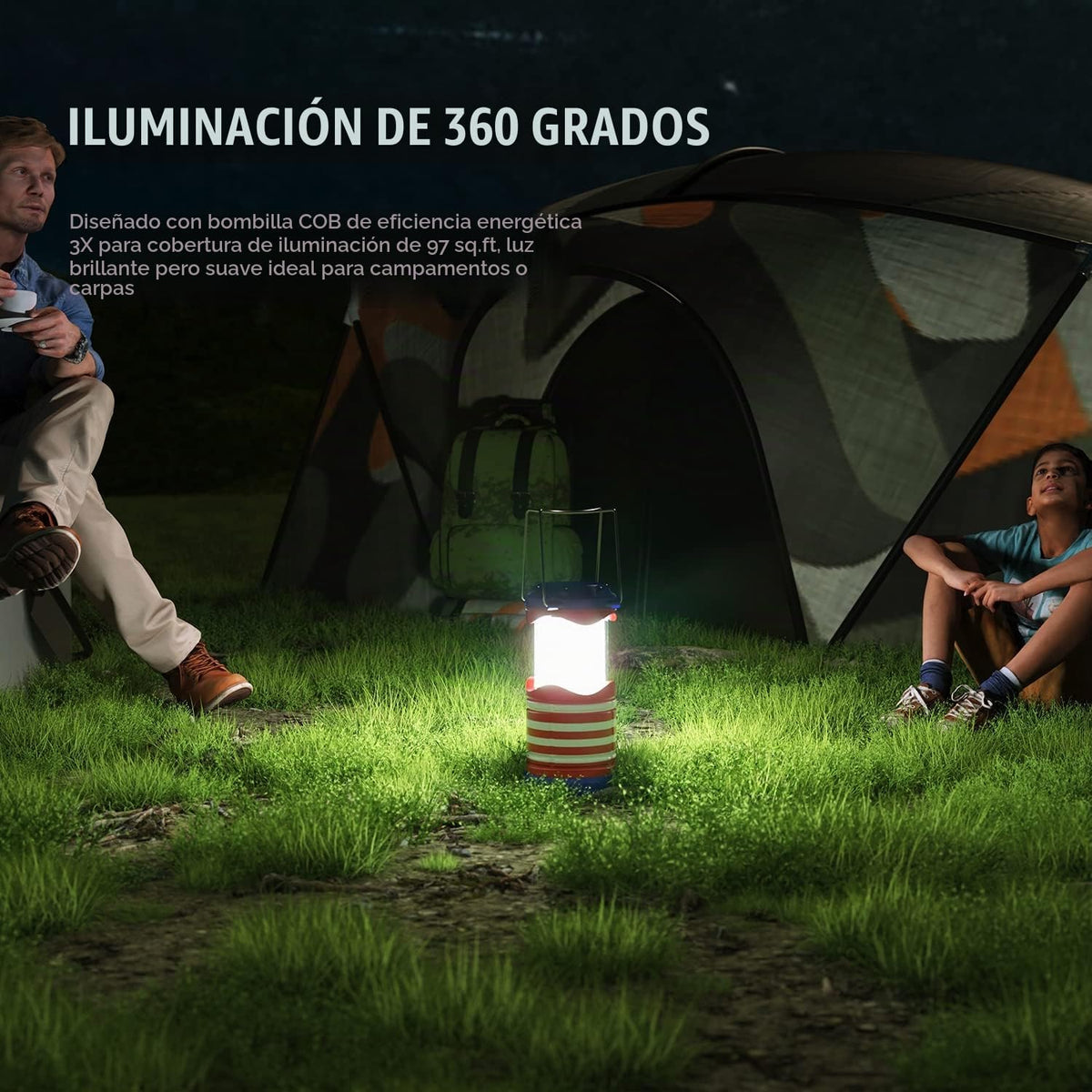 Lichamp Linterna LED para campamento, paquete de 4 linternas alimen...