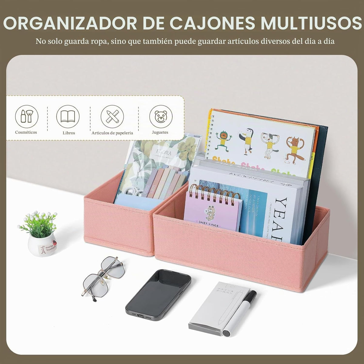DIMJ Contenedores organizadores de cajones de tela, paquete de 12 o...