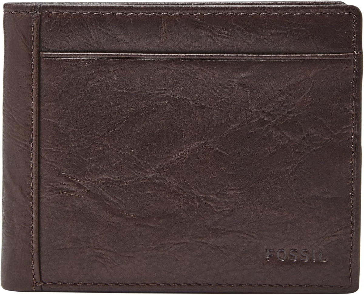 Fossil Billetera plegable de cuero para hombre con ventana de ident...