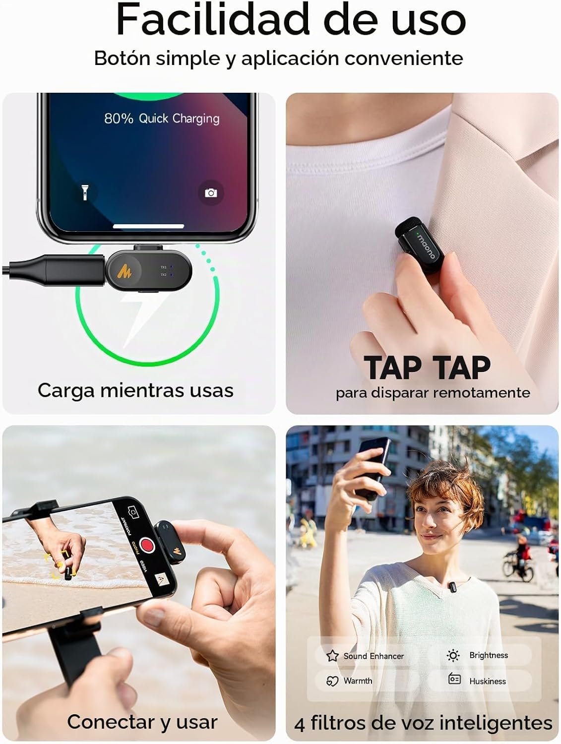 MAONO Wave T1 Mini micrófono Lavalier para iPhone\/Android con cone...