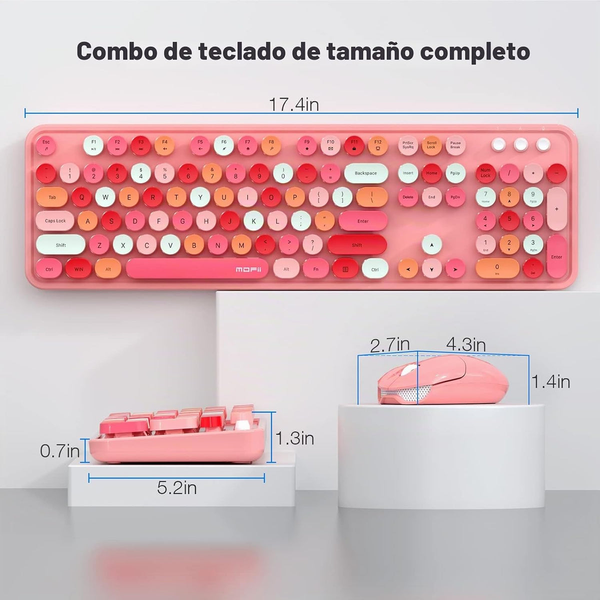 MOFII Combo de teclado y mouse inalámbricos, teclado inalámbrico ro...