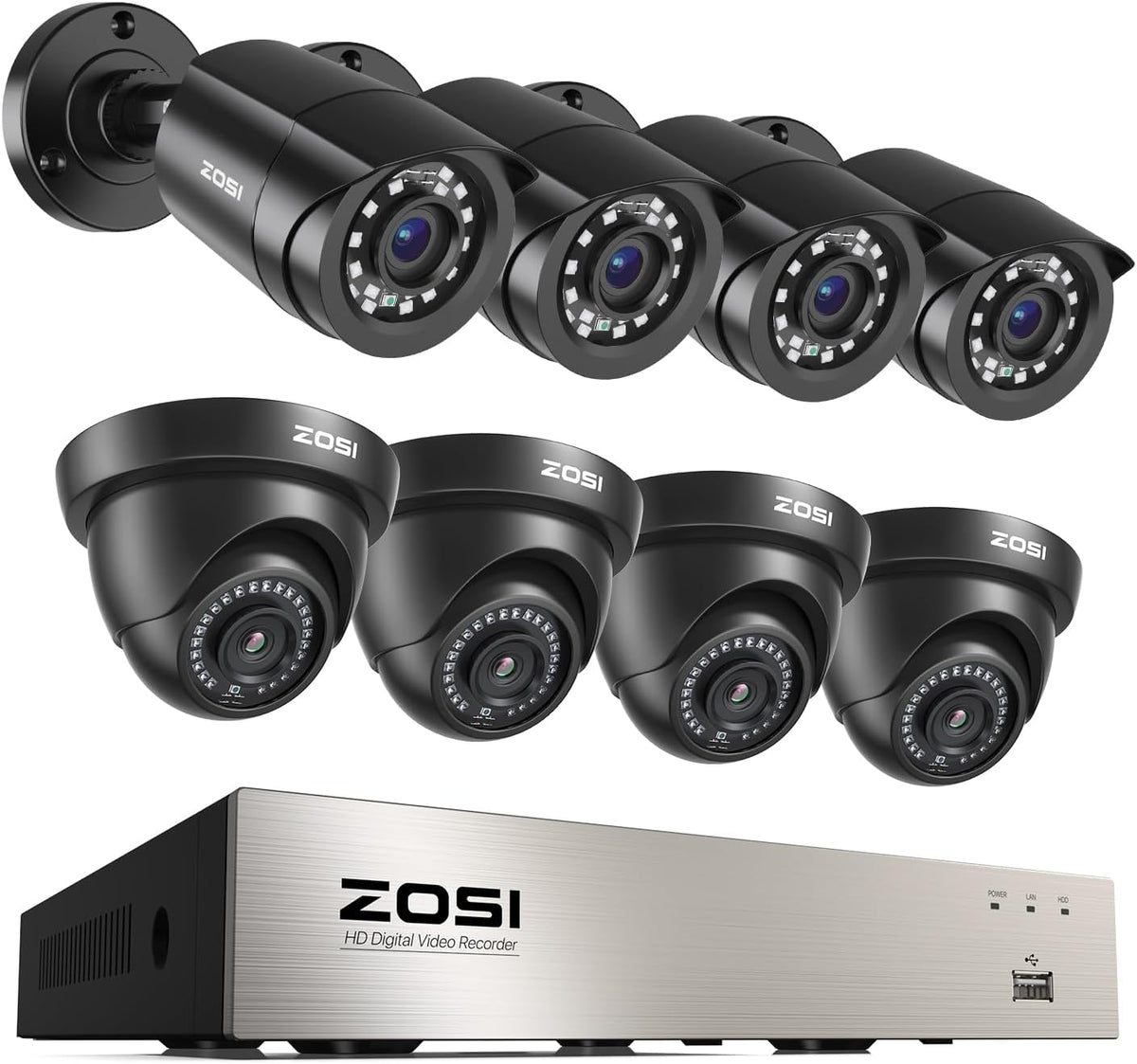 ZOSI Sistema de cámara de seguridad para el hogar de 8 canales para...
