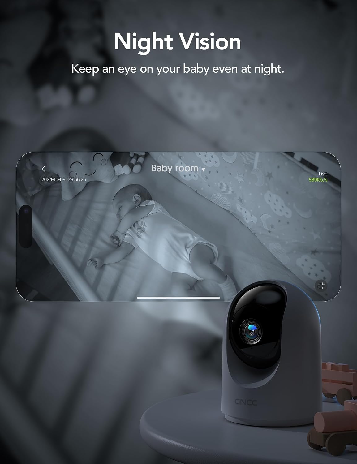 Cámaras GNCC 2K para seguridad del hogar: cámaras panorámicas/incli...