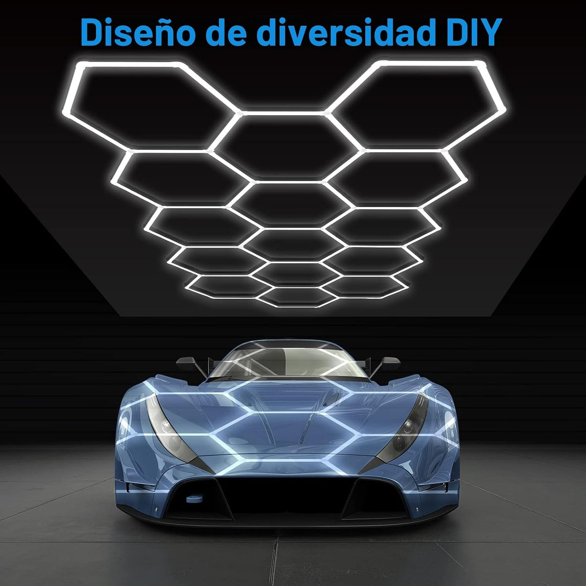 LZHOME Luz LED Hexágono para Garaje: 12700LM Luz para Tienda de Det...