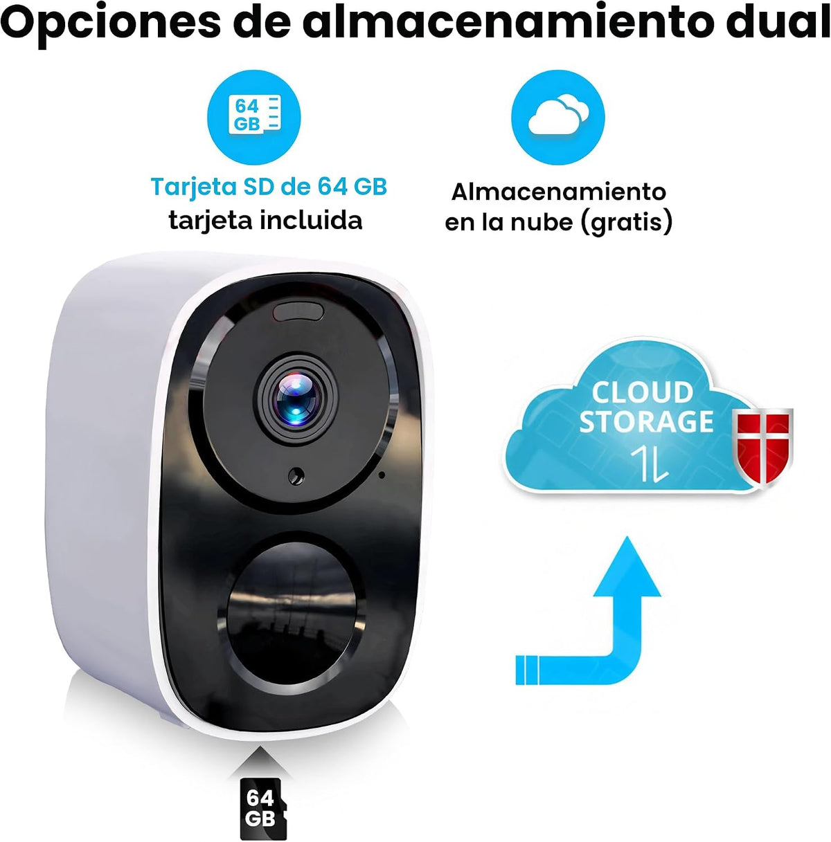 Cámara de seguridad inalámbrica 2K mejorada 2026 con tarjeta SD de...
