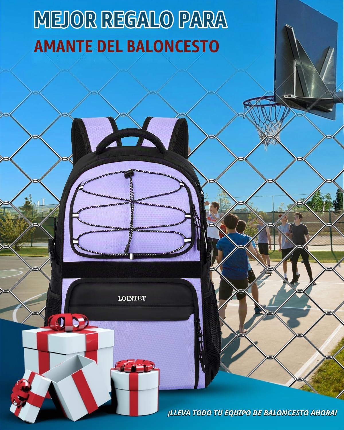 LOINTET - Mochila de baloncesto con compartimento para pelotas y za...