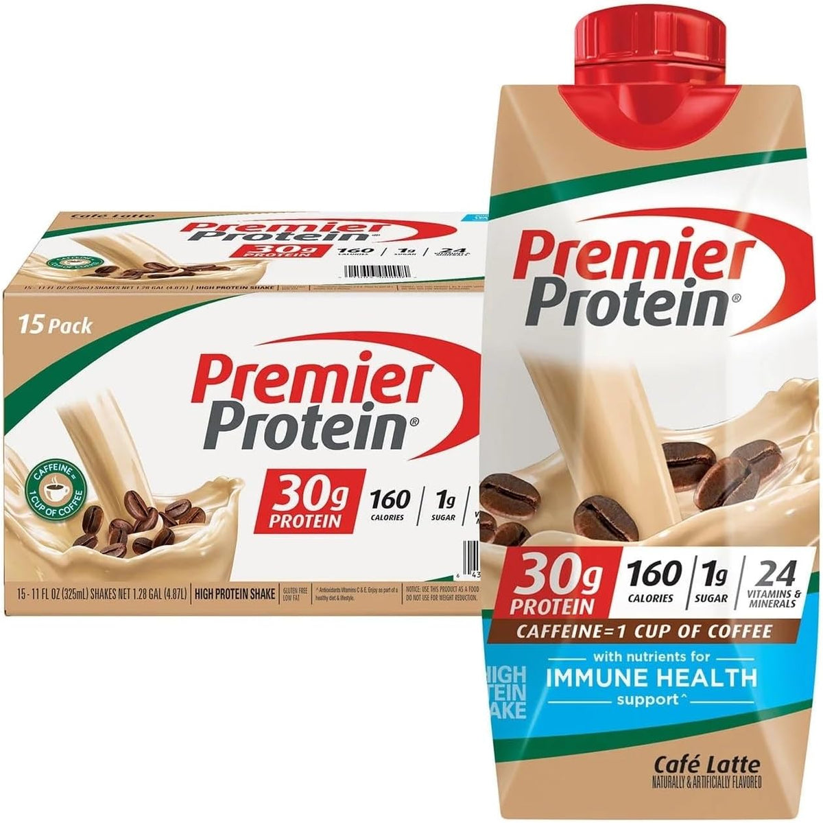 Premier Protein Batido alto en proteínas, café con leche, 11 onzas...