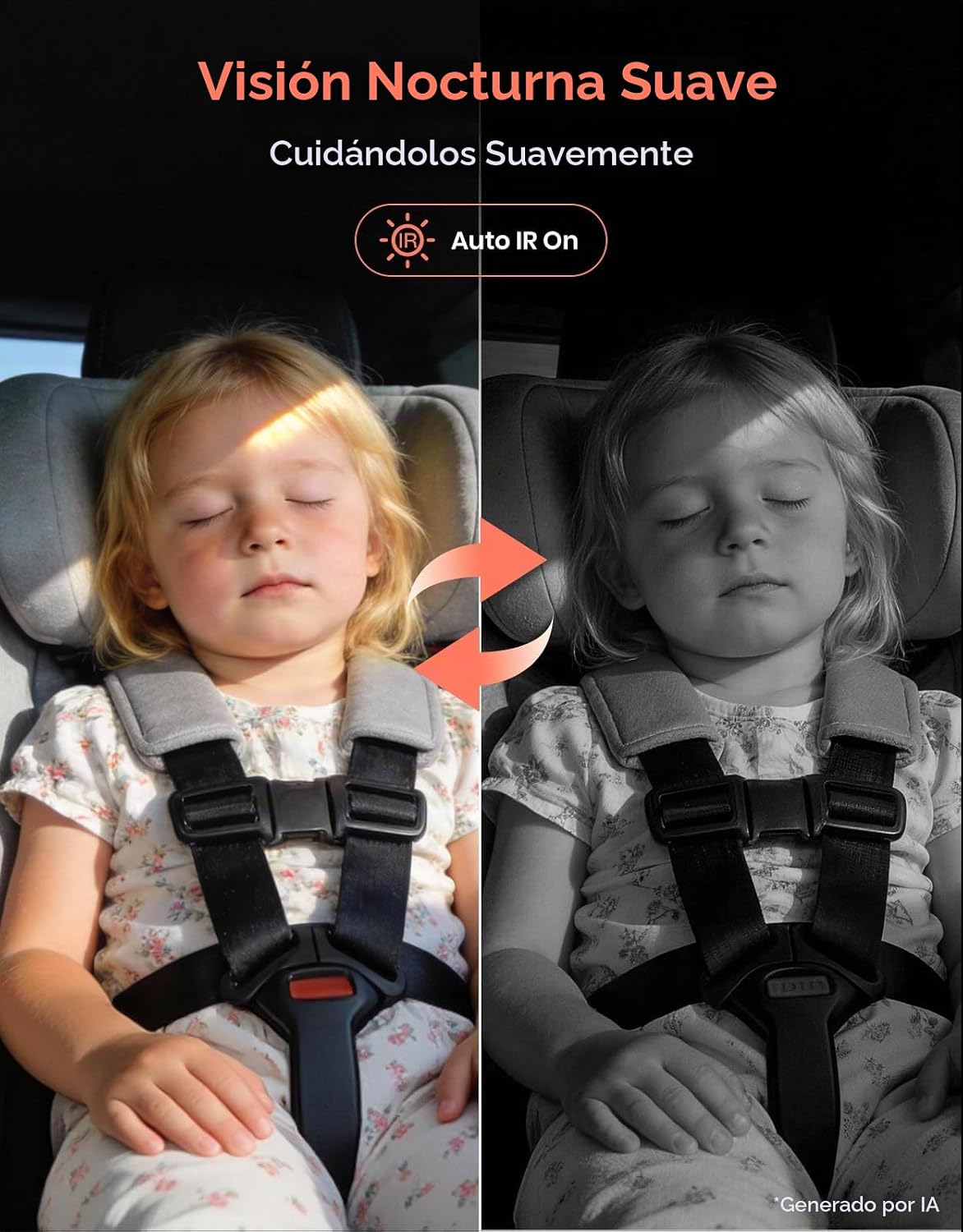 Babyvue Cámara de coche de bebé BV5, monitor 1080P de 5.2" para...