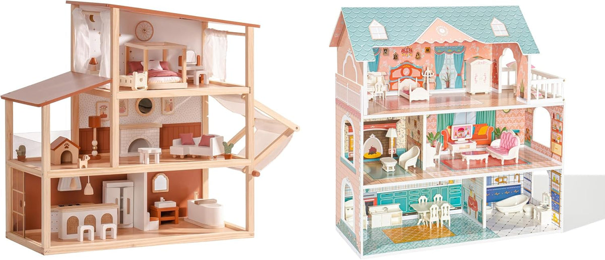ROBOTIME Casa de muñecas de madera para niños de 3, 4, 5, 6 años, c...