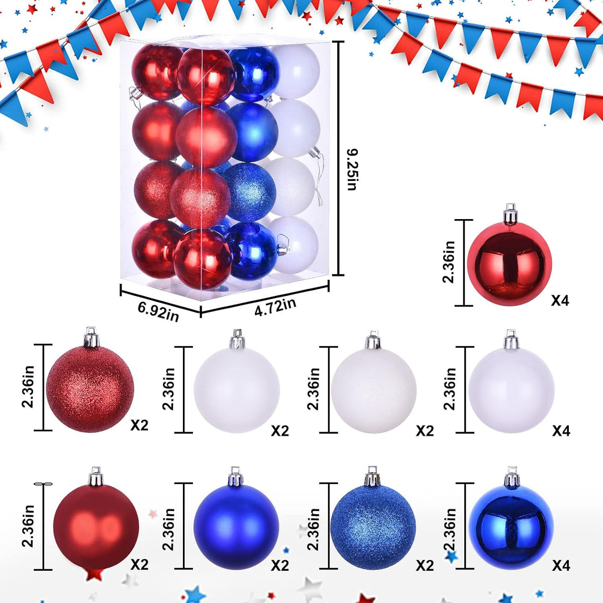 Adornos de bola de Navidad de 24 quilates, decoración de árbol de N...