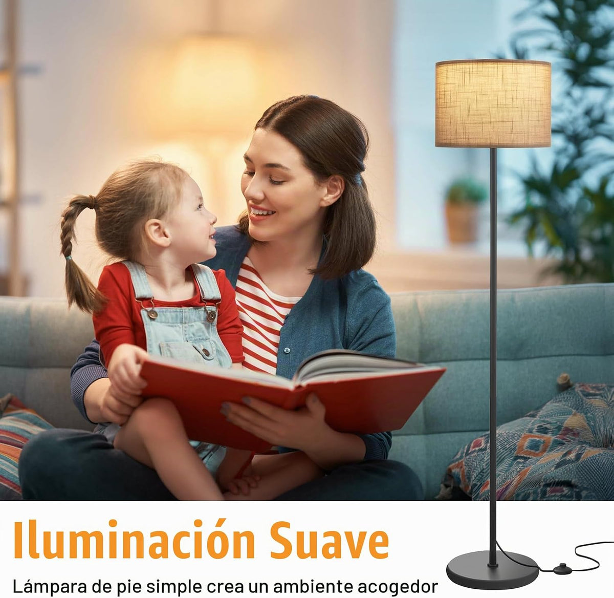 Ambimall Lámpara de pie moderna de 60 pulgadas con pantalla, lámpar...