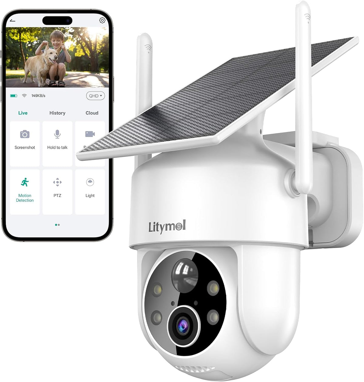 LITYMOL Cámaras de seguridad 2K de visión de 360° inalámbricas para...