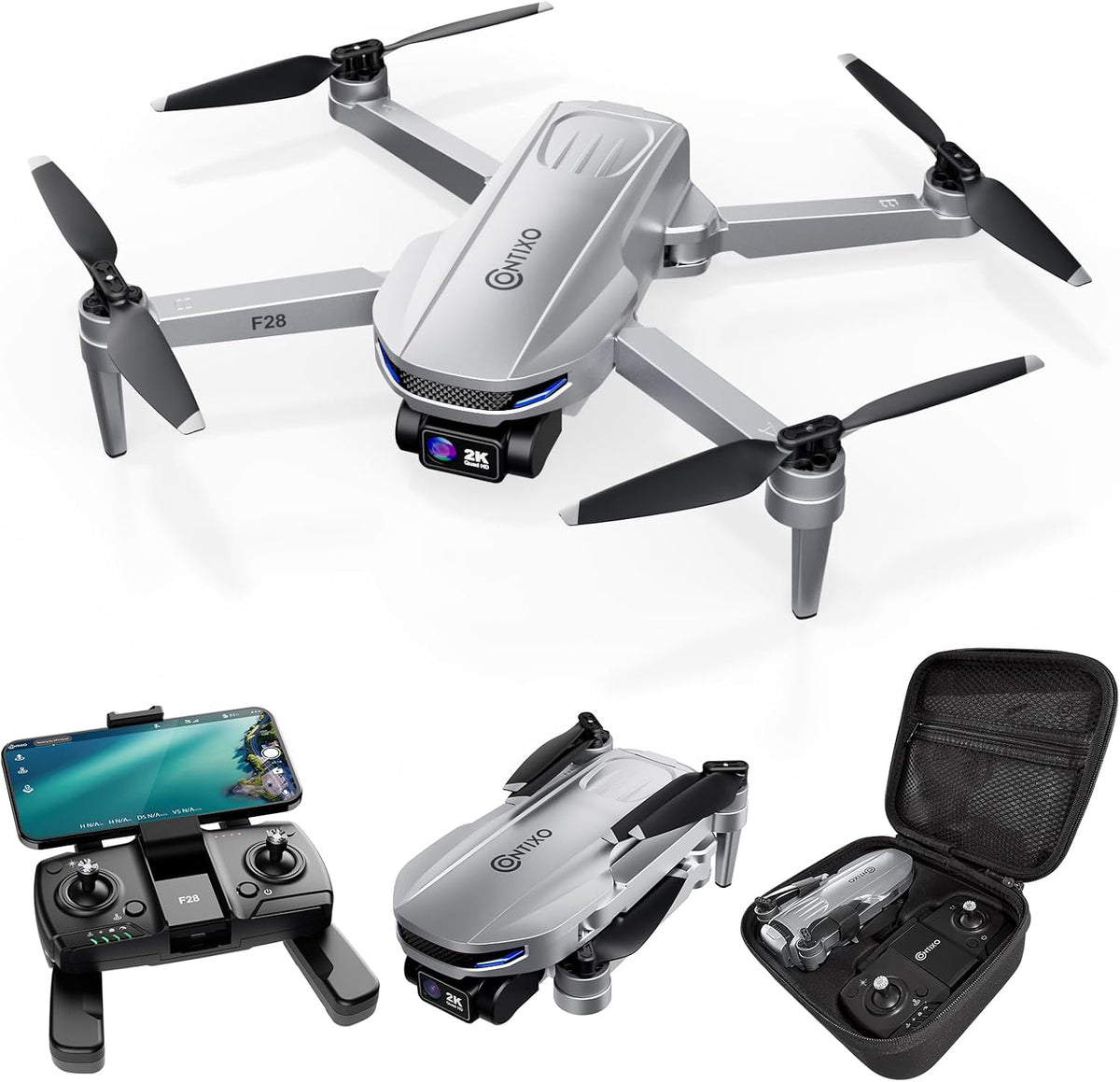 Contixo Dron GPS F28 con cámara para adultos principiantes, dron FP...