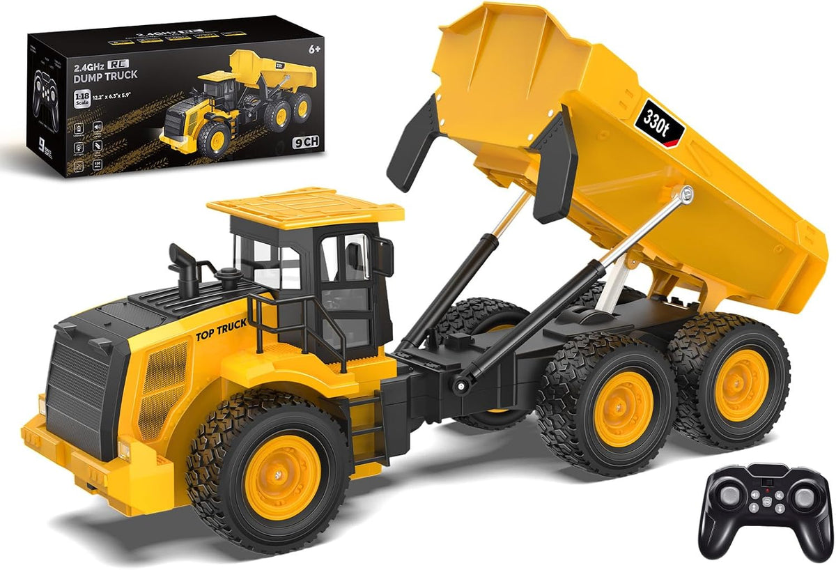 KIDDITOY Camión volquete RC de 15.4 pulgadas para niños, vehículo d...