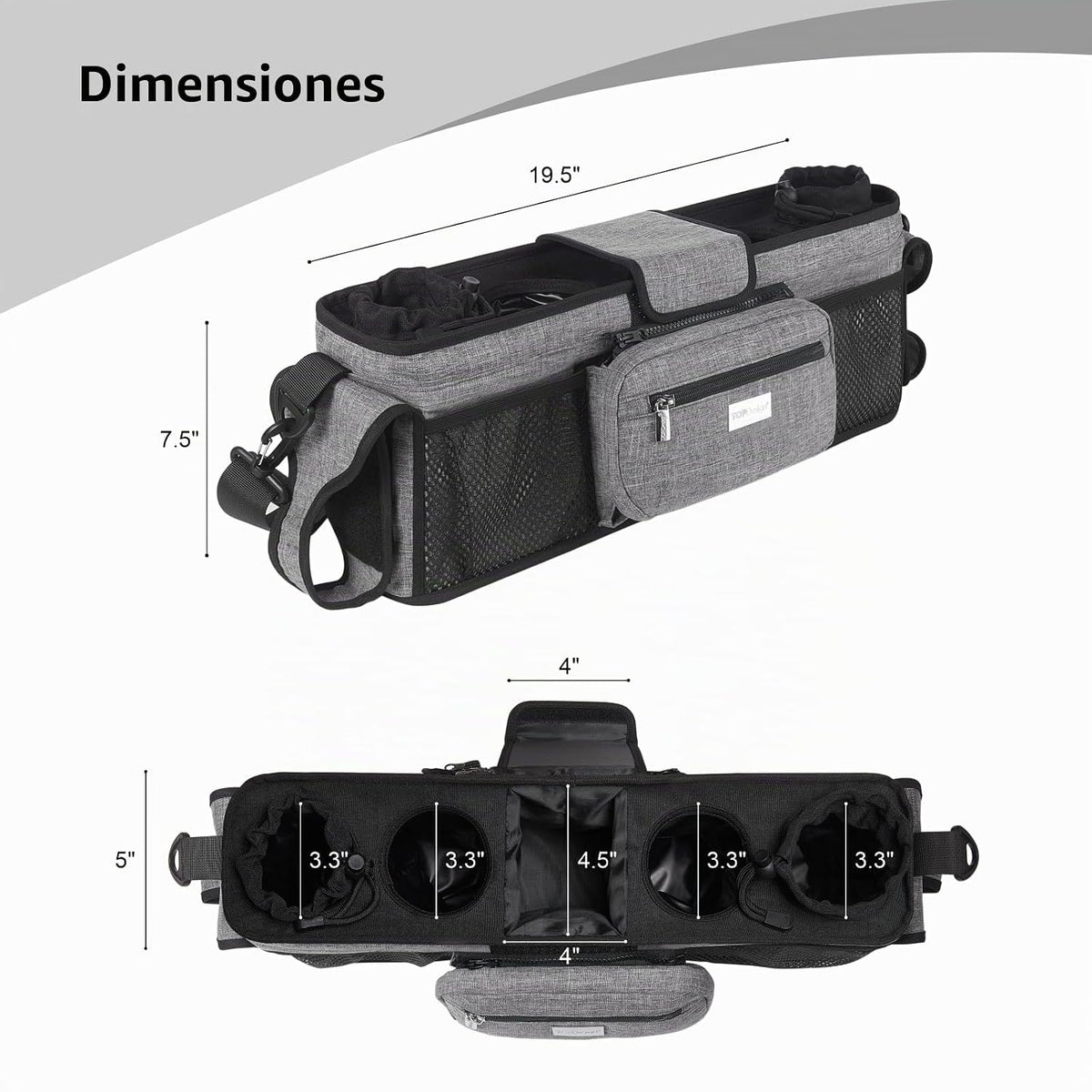 TOPDesign Organizador universal para cochecito de bebé, caddy para...