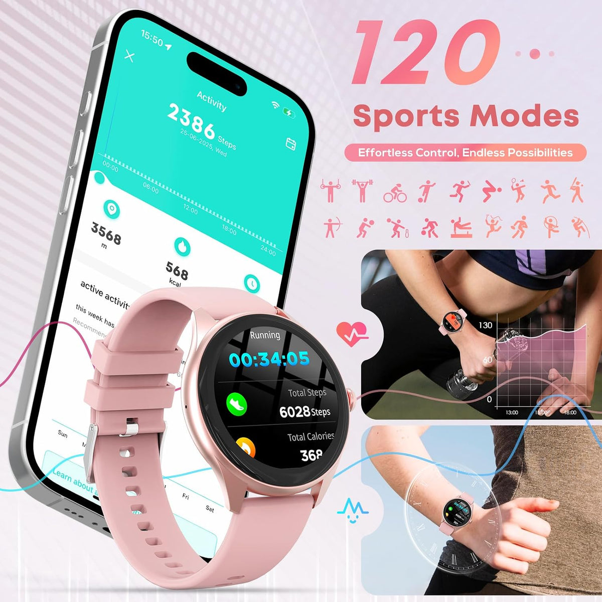 Reloj inteligente para mujer, reloj inteligente con pantalla táctil...