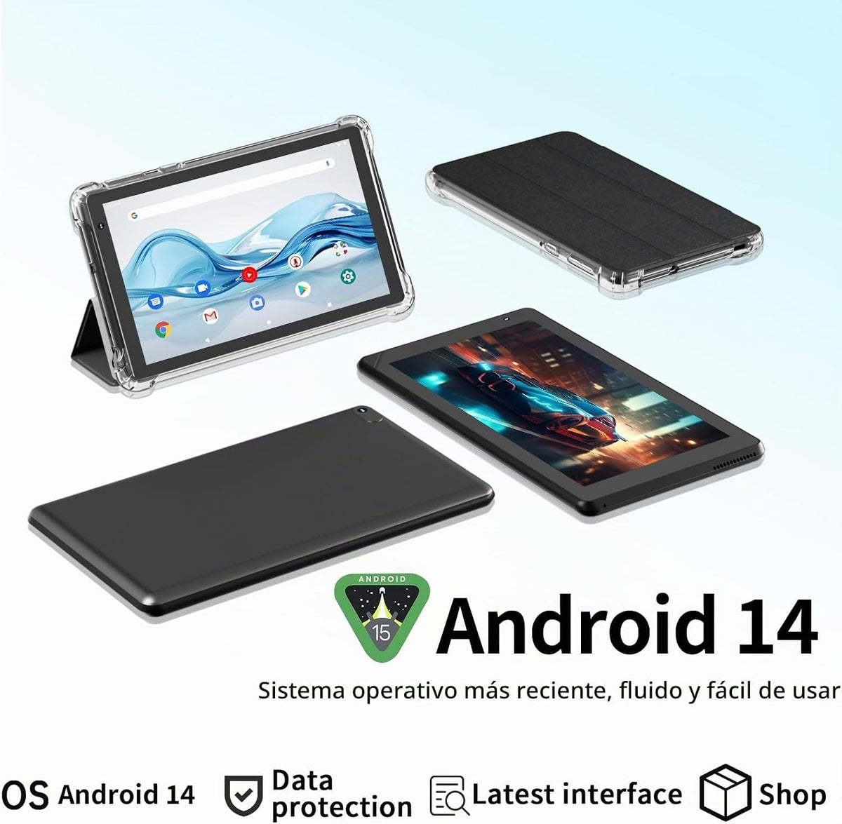 IWEGGO Tablet Android 14 con funda, 7 pulgadas 8 GB RAM+32 GB ROM\/...