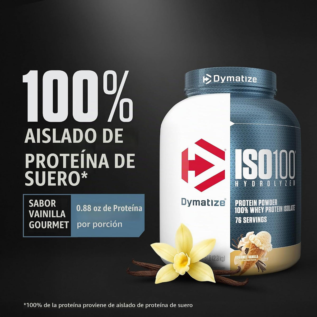 Dymatize ISO100 Proteína en polvo, 100% aislado de suero de leche,...