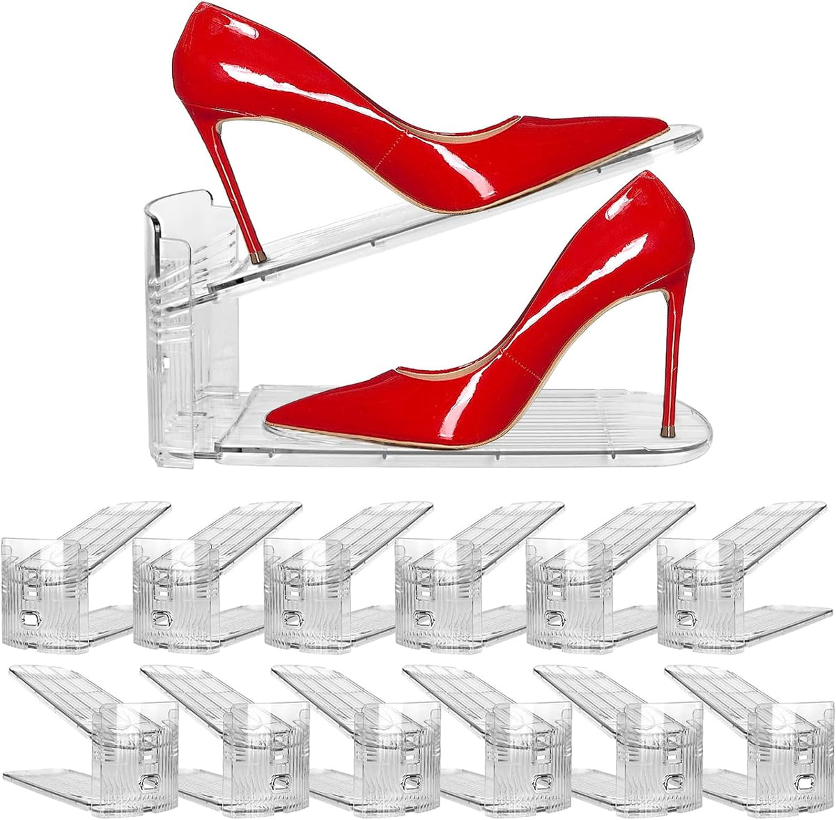 Paquete de 12 organizadores de ranuras transparentes para zapatos -...