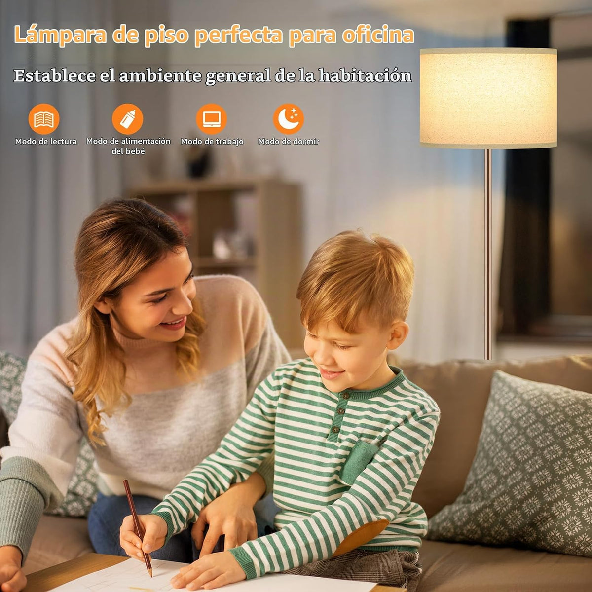 Ambimall - Lámpara de pie para sala de estar, con control remoto y...