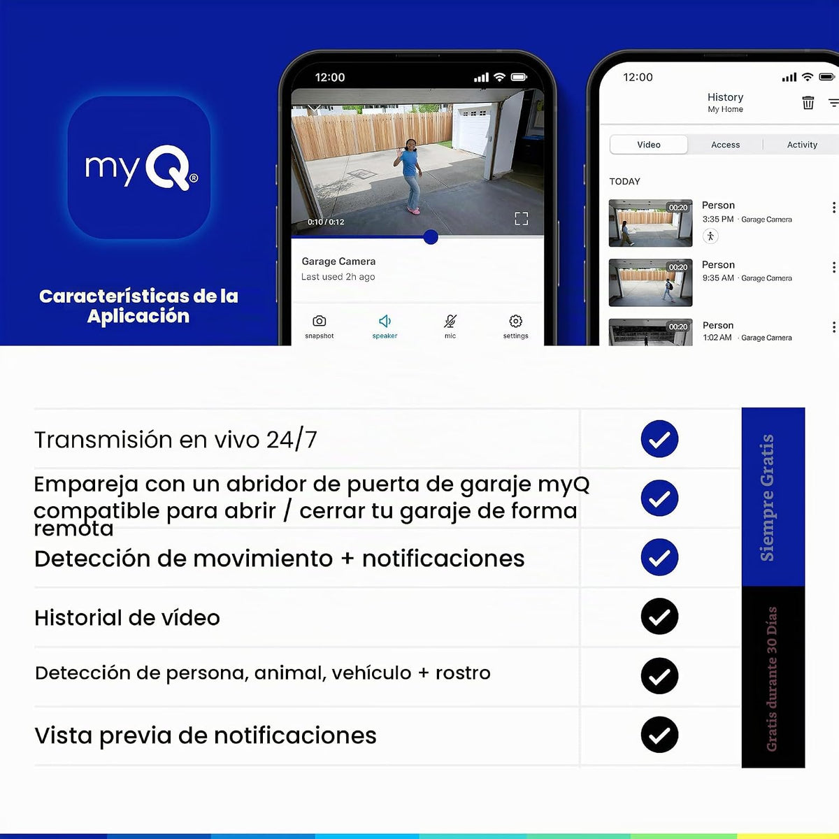 myQ Smart Garage - Cámara de seguridad de garaje - Video HD de 1080...