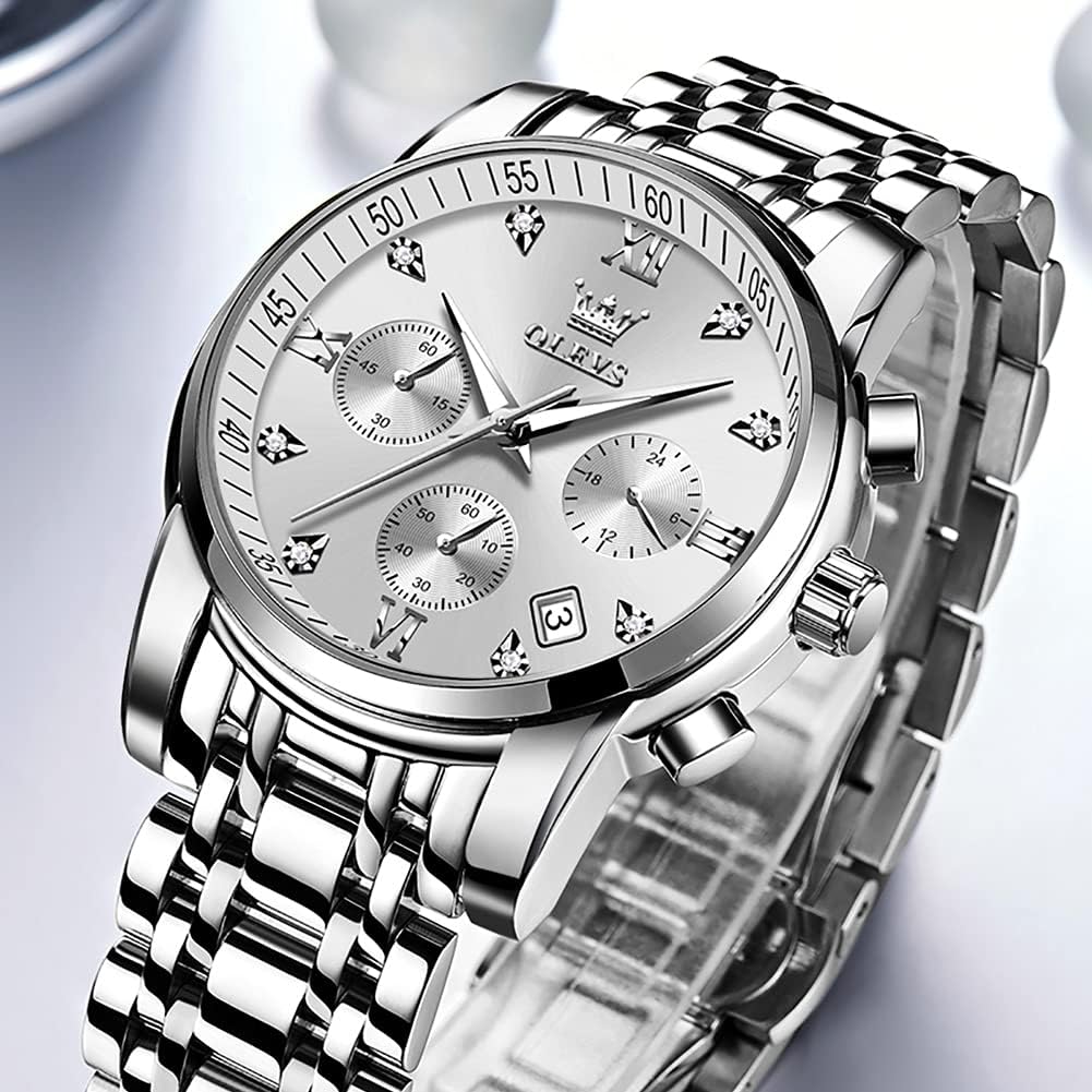 OLEVS Relojes para hombre Relojes de cronógrafo de fácil lectura lu...