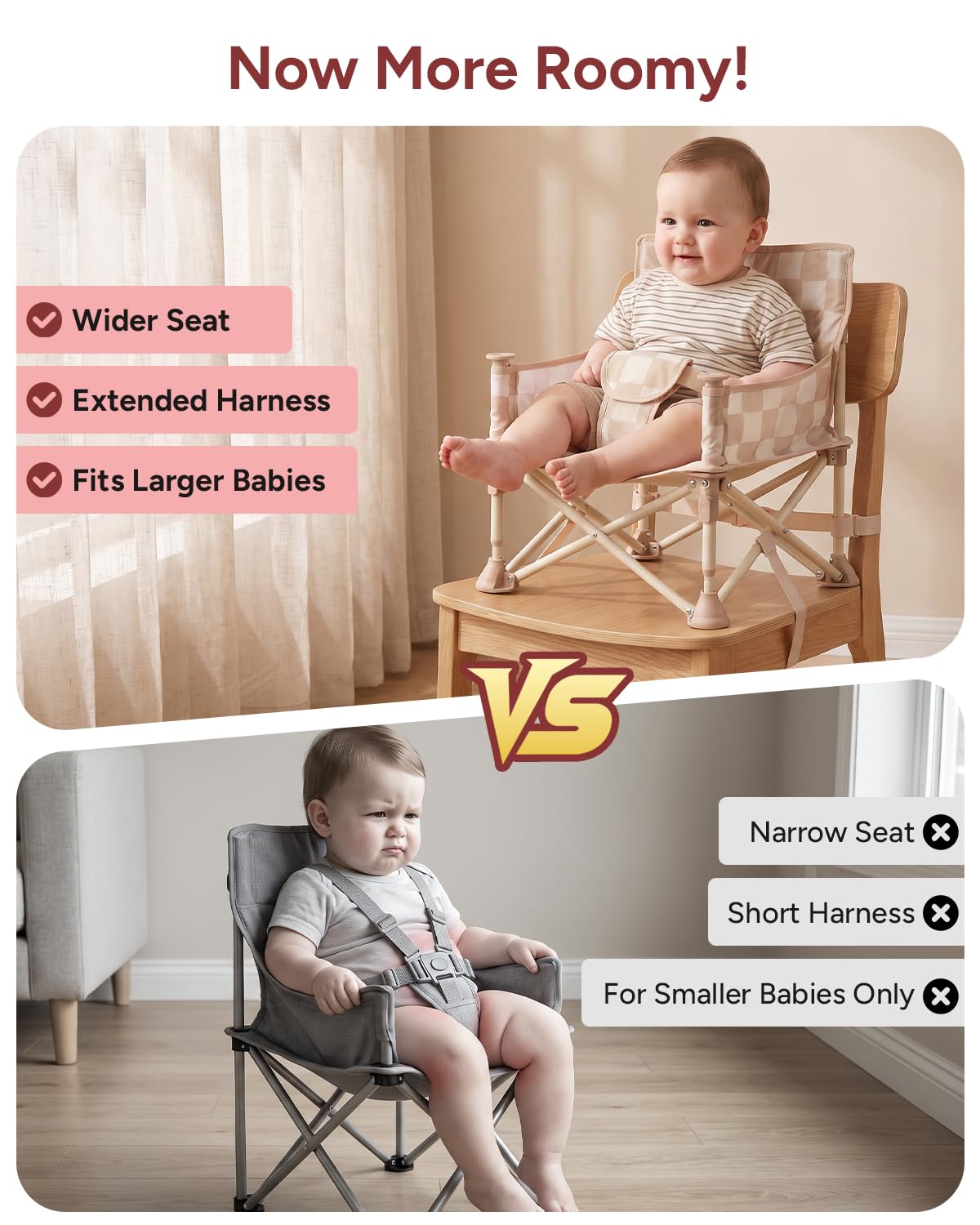 Tiny Marvels - Silla de bebé, silla alta portátil para viajes y pla...