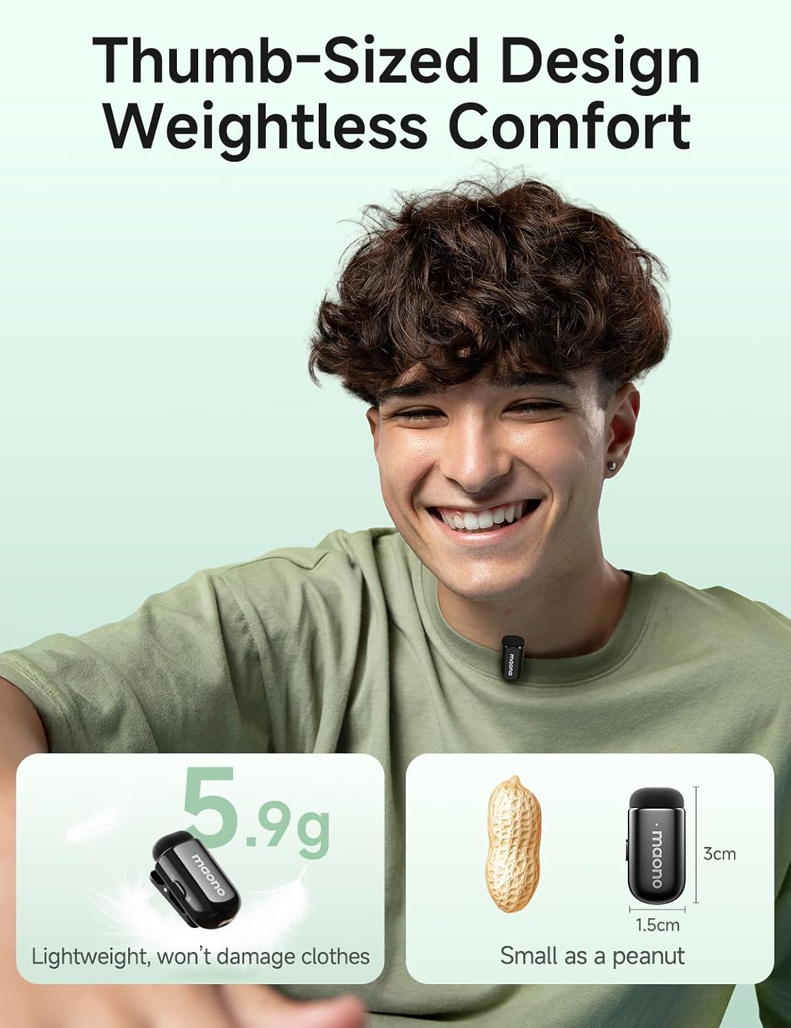 MAONO Wave T1 Mini micrófono Lavalier para iPhone\/Android con cone...