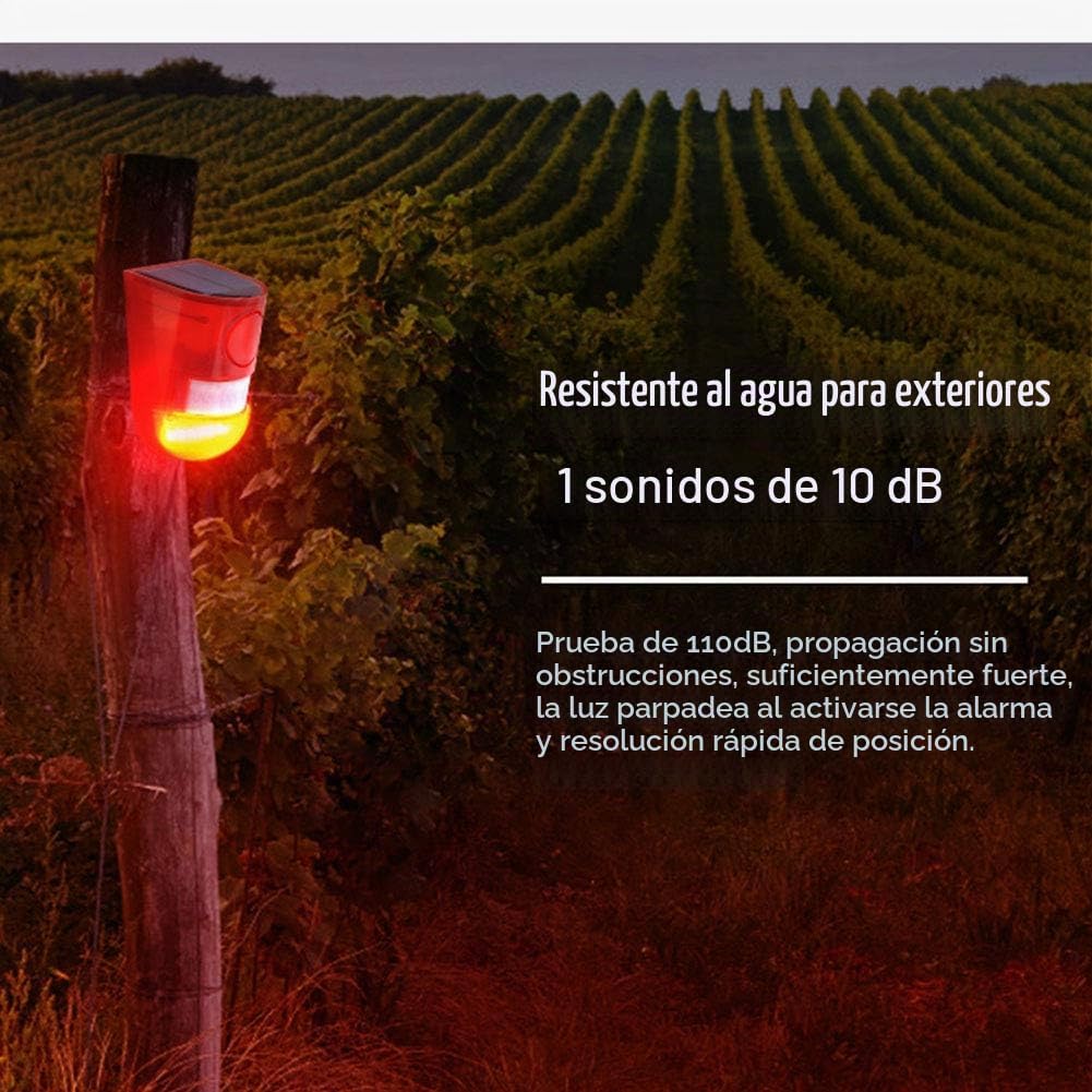 Paquete de 2 sensores de movimiento de alarma solar de sonido y luz...
