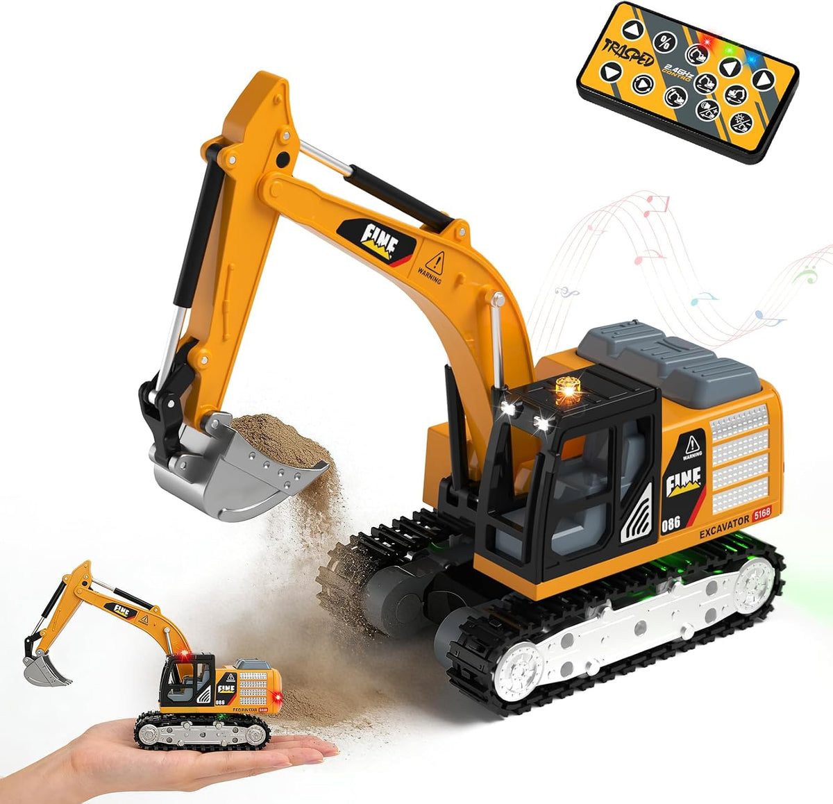 YESHIN Excavadora de control remoto 1\/64, mini vehículo de constru...