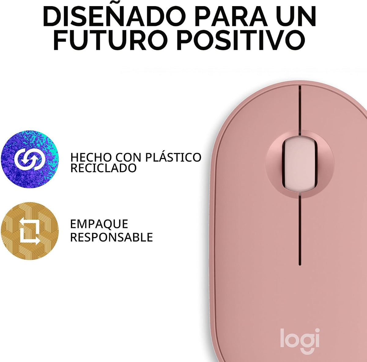 Ratón inalámbrico Bluetooth Logitech M350s Pebble 2 - Tonal Rose |...