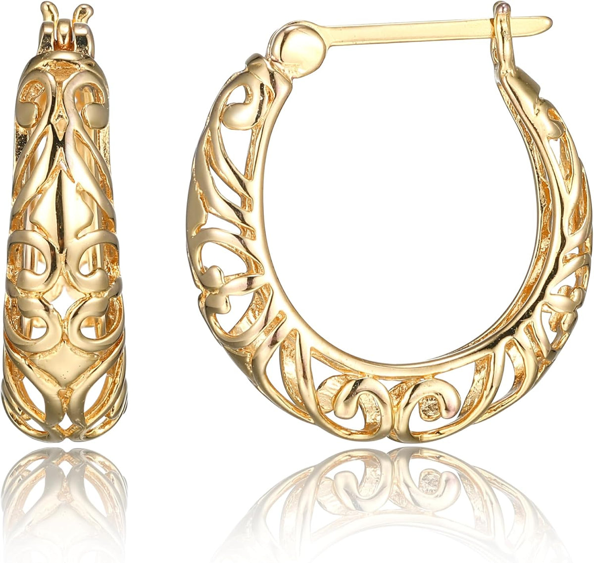 Amazon Collection - Aretes de aro de filigrana abierta en plata de ley