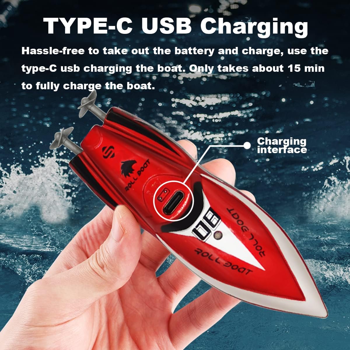 LAFALA Mini Barco RC de 2,4 GHz con caída de 360 ° para Carga USB...