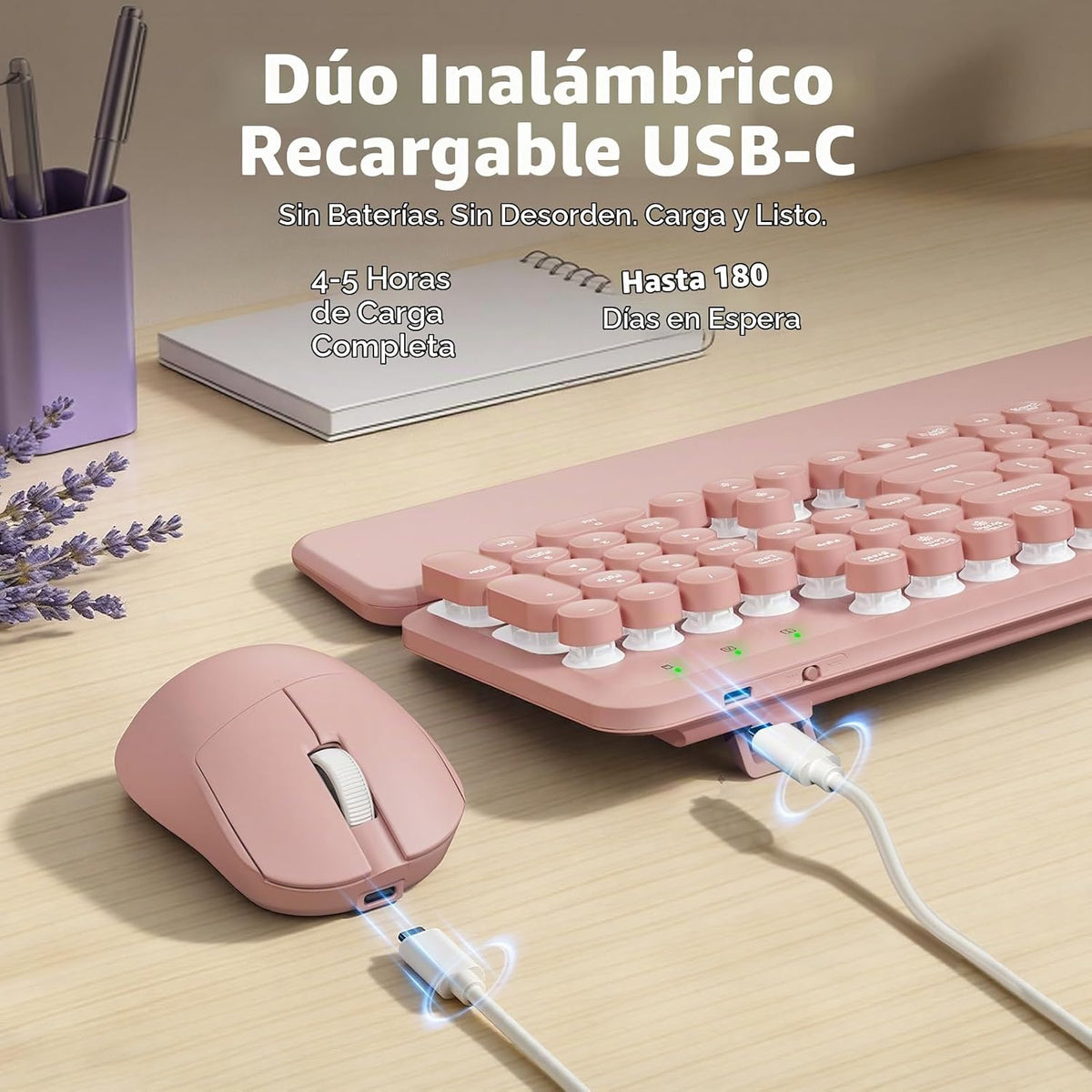 Combo de teclado y mouse inalámbricos retroiluminados, teclado retr...