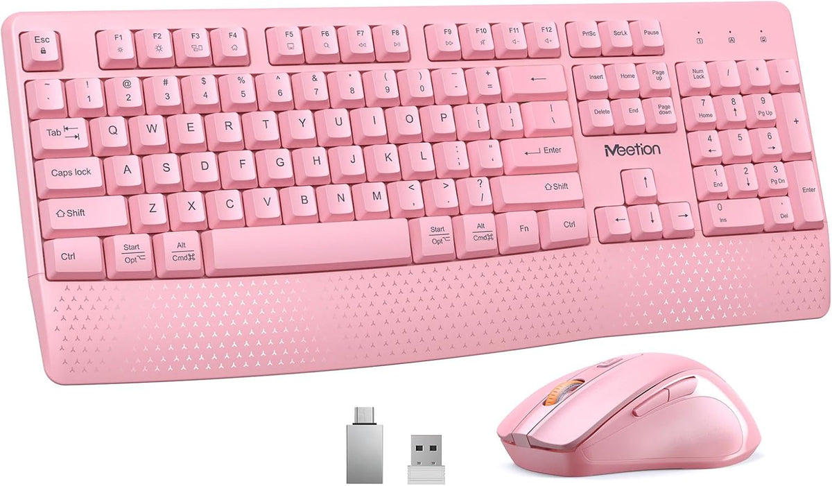 MEETION Combo de teclado y mouse inalámbricos, tamaño completo con...