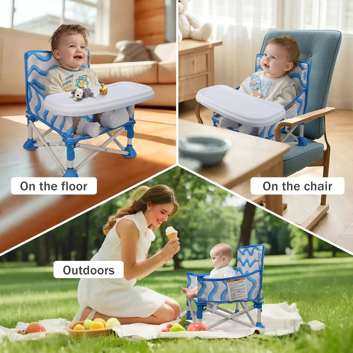 Tiny Marvels - Silla de bebé, silla alta portátil para viajes y pla...